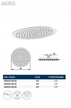 Deszczownica okrągła 25cm ULTRA SLIM